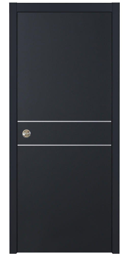 Nova Glam Pro 008 Soft Black Laminated Modern Pocket Door - Doors and Beyond