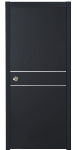 Nova Glam Pro 008 Soft Black Laminated Modern Pocket Door - Doors and Beyond