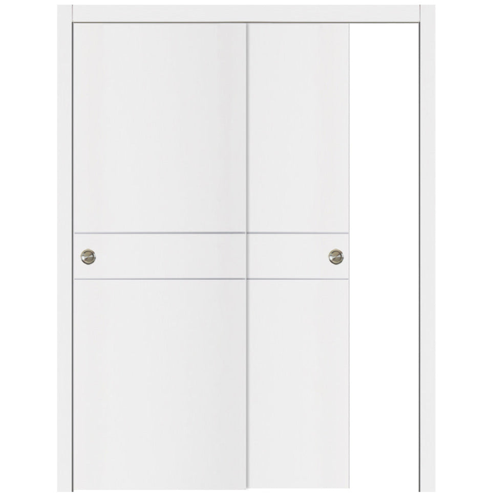 Nova Glam Pro 008 Soft White Laminated Modern Bypass Door - Doors and Beyond