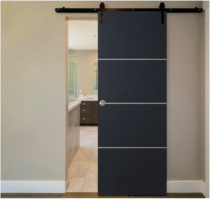 Nova Glam Pro 009 Soft Black Laminated Modern Barn Door - Doors and Beyond