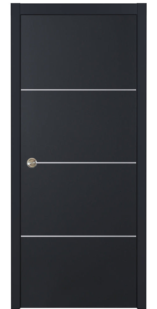 Nova Glam Pro 009 Soft Black Laminated Modern Pocket Door - Doors and Beyond