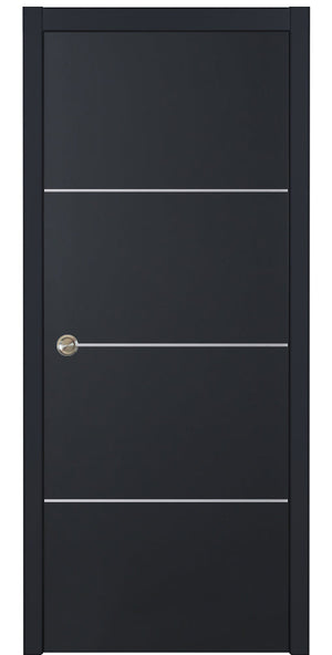 Nova Glam Pro 009 Soft Black Laminated Modern Pocket Door - Doors and Beyond