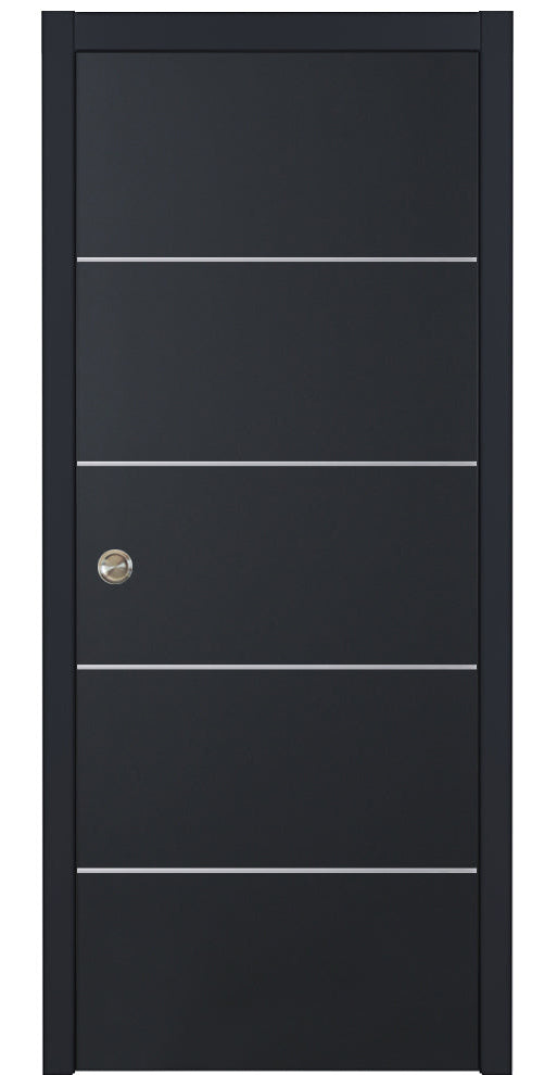 Nova Glam Pro 010 Soft Black Laminated Modern Pocket Door - Doors and Beyond