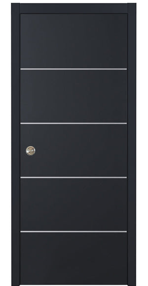 Nova Glam Pro 010 Soft Black Laminated Modern Pocket Door - Doors and Beyond