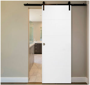 Nova Graffiti Soft White Laminated Modern Barn Door - Doors and Beyond
