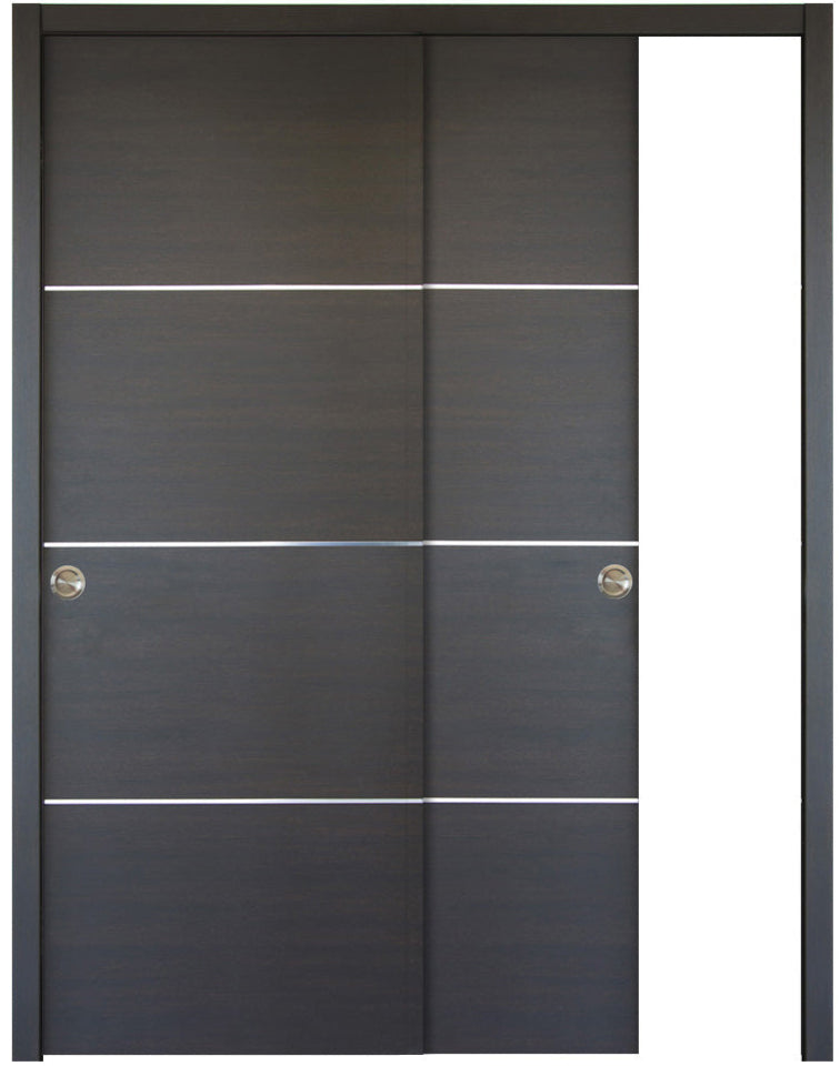 Nova HG008 Japan Oak Laminated Modern Bypass Door - Doors and Beyond