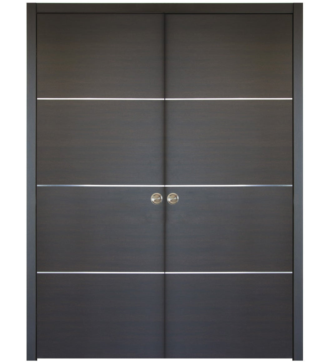 Nova HG008 Japan Oak Laminated Modern Double Pocket Door - Doors and Beyond