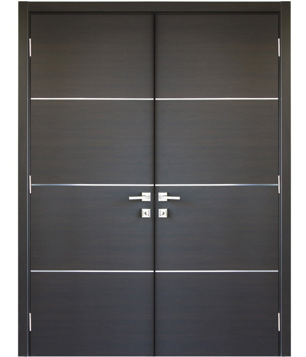 Nova HG008 Japan Oak Laminated Modern Double Pre-Hung Door - Doors and Beyond