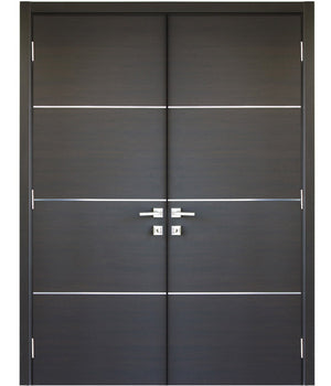 Nova HG008 Japan Oak Laminated Modern Double Pre-Hung Door - Doors and Beyond