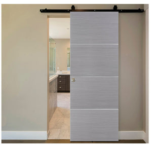 Nova HG008 Silver Wood Laminated Modern Barn Door - Doors and Beyond