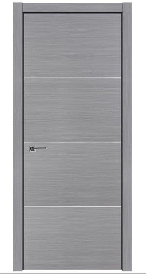 Nova HG008 Silver Wood Laminated Modern Single Pre-Hung Door - Doors and Beyond