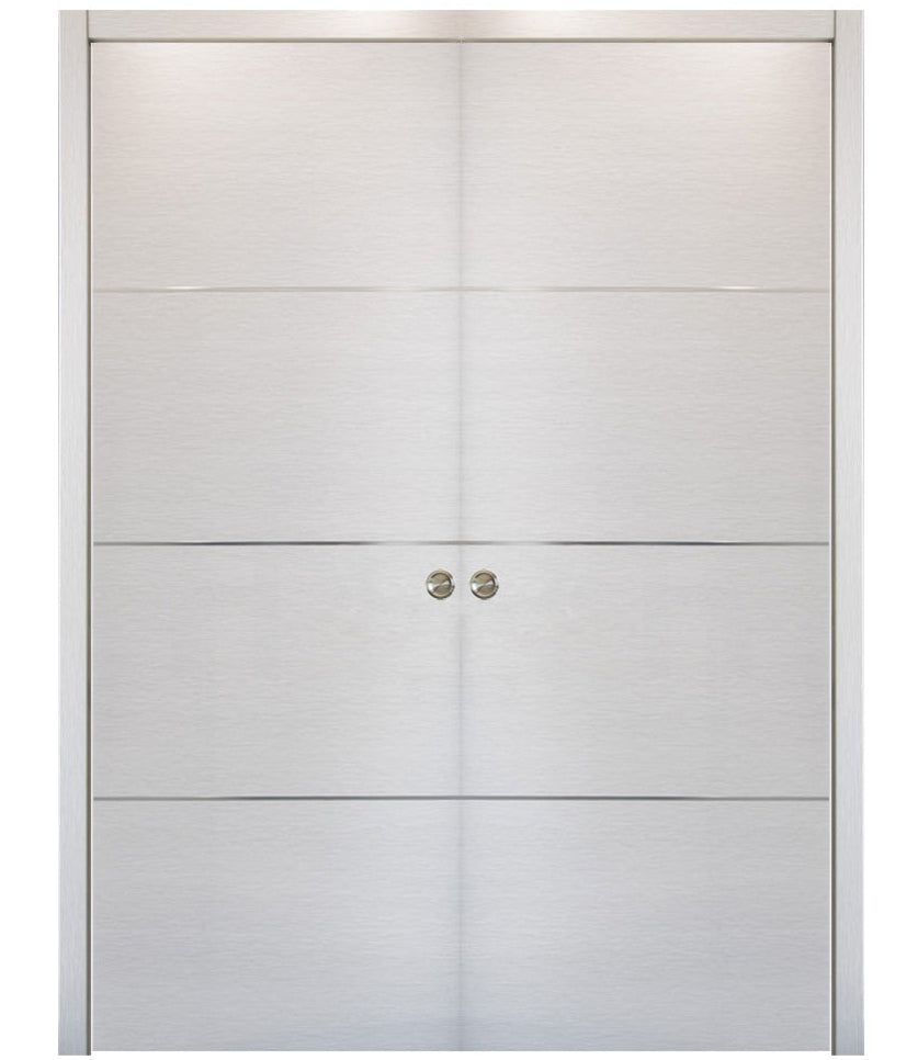 Nova HG008 White Wenge Laminated Modern Double Pocket Door - Doors and Beyond