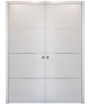 Nova HG008 White Wenge Laminated Modern Double Pocket Door - Doors and Beyond
