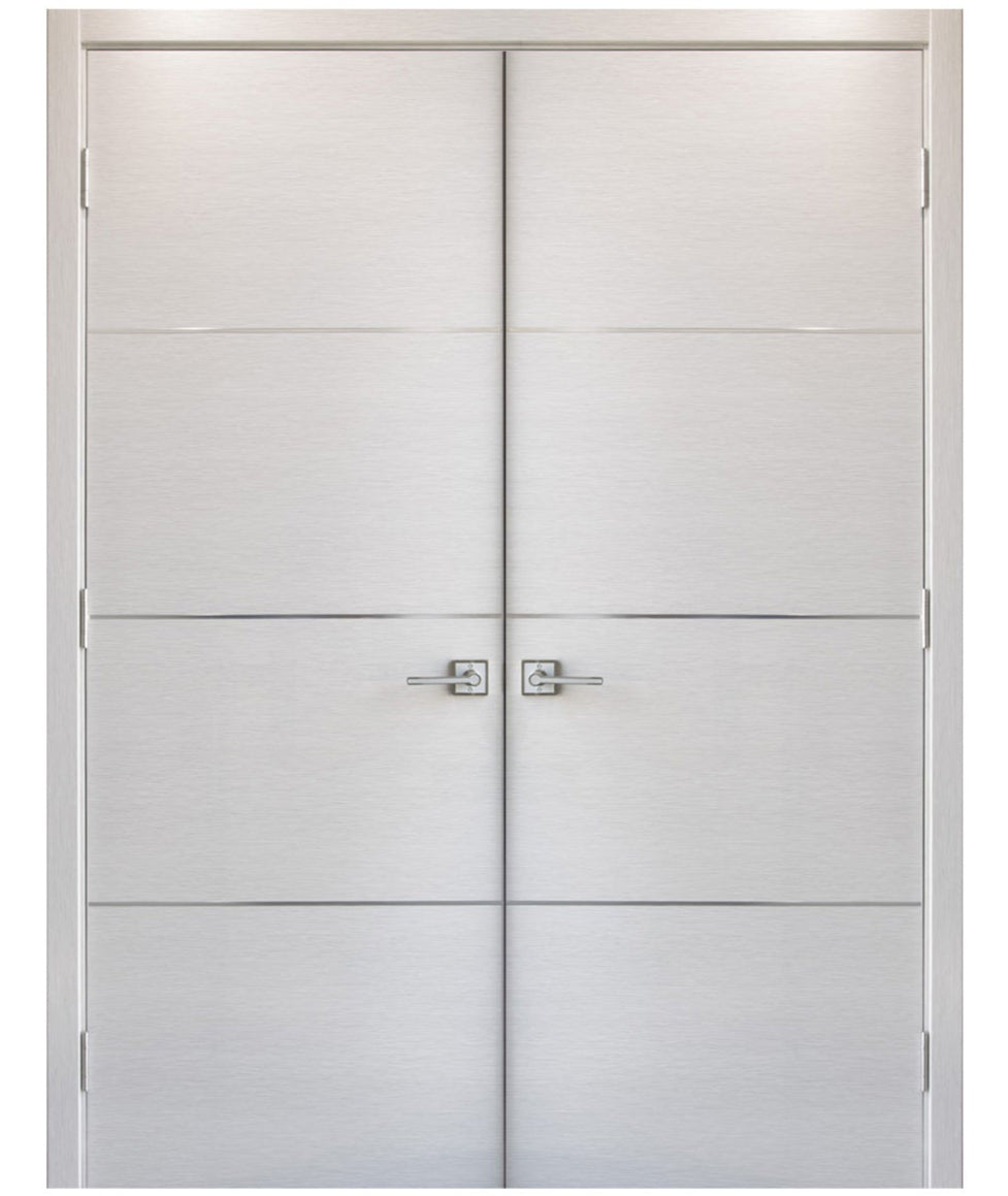 Nova HG008 White Wenge Laminated Modern Double Pre-Hung Door - Doors and Beyond