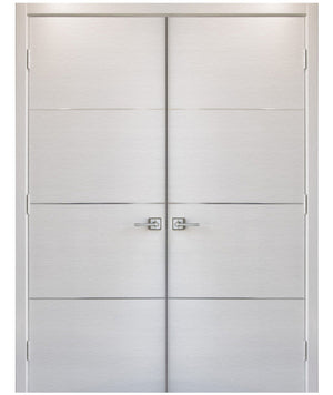 Nova HG008 White Wenge Laminated Modern Double Pre-Hung Door - Doors and Beyond