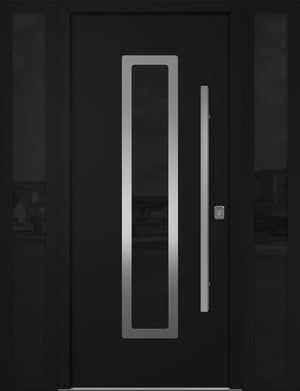 Nova Inox S1 Modern Exterior Single Door W/ (2) 12" Sidelight - Unit 62x81 3/8 - Black - Doors and Beyond