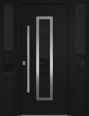 Nova Inox S1 Modern Exterior Single Door W/ (2) 12" Sidelight - Unit 62x81 3/8 - Black - Doors and Beyond