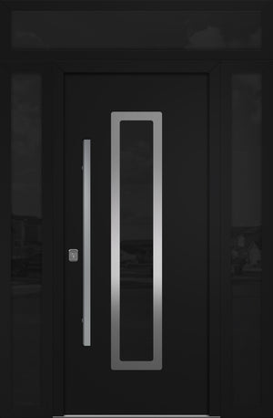 Nova Inox S1 Modern Exterior Single Door 36x80 with 2 Sidelight and Transom - Unit 62x95 1/2 - Black - Doors and Beyond