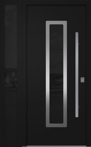 Nova Inox S1 Modern Exterior Single Door W/ (1) 12" Sidelight - Unit 50x81 3/8 - Black - Doors and Beyond