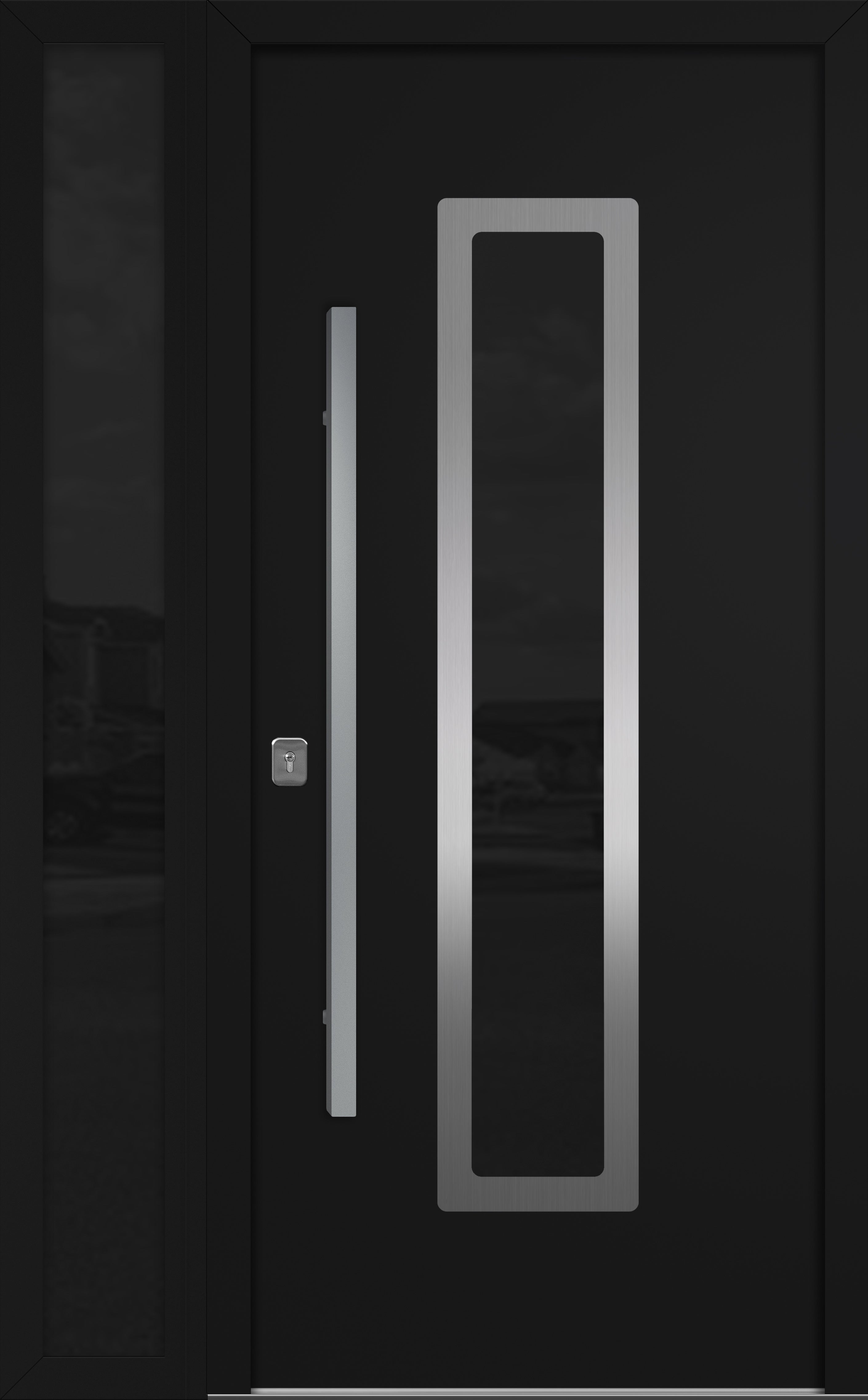Nova Inox S1 Modern Exterior Single Door W/ (1) 12" Sidelight - Unit 50x81 3/8 - Black