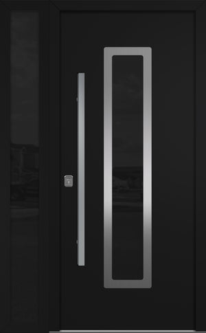 Nova Inox S1 Modern Exterior Single Door W/ (1) 12" Sidelight - Unit 50x81 3/8 - Black - Doors and Beyond