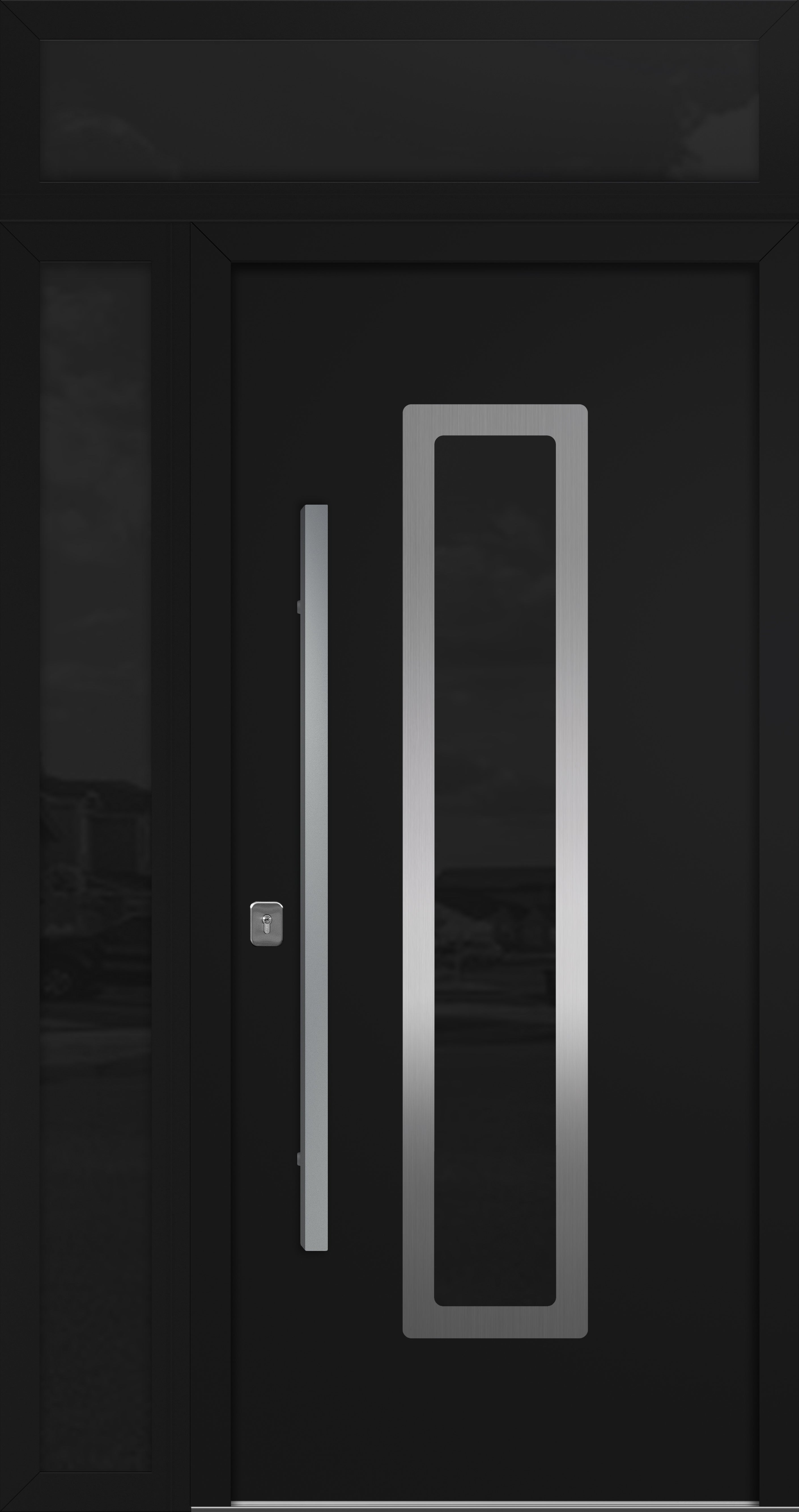 Nova Inox S1 Modern Exterior Single Door 36x80 with Sidelight and Transom - Unit 50x95 1/2 - Black