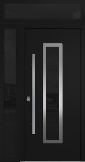 Nova Inox S1 Modern Exterior Single Door 36x80 with Sidelight and Transom - Unit 50x95 1/2 - Black - Doors and Beyond