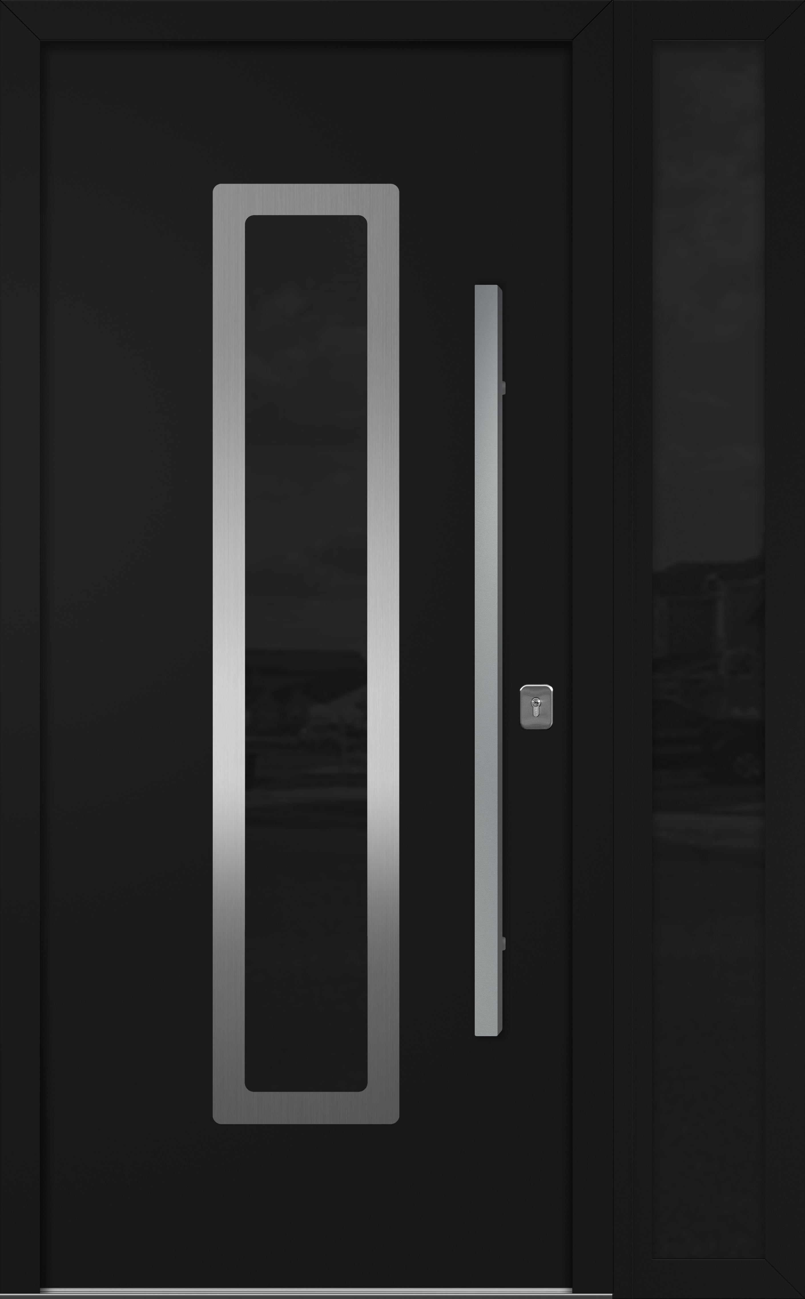 Nova Inox S1 Modern Exterior Single Door W/ (1) 12" Sidelight - Unit 50x81 3/8 - Black