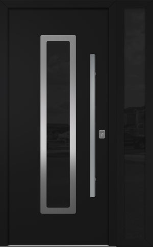 Nova Inox S1 Modern Exterior Single Door W/ (1) 12" Sidelight - Unit 50x81 3/8 - Black - Doors and Beyond