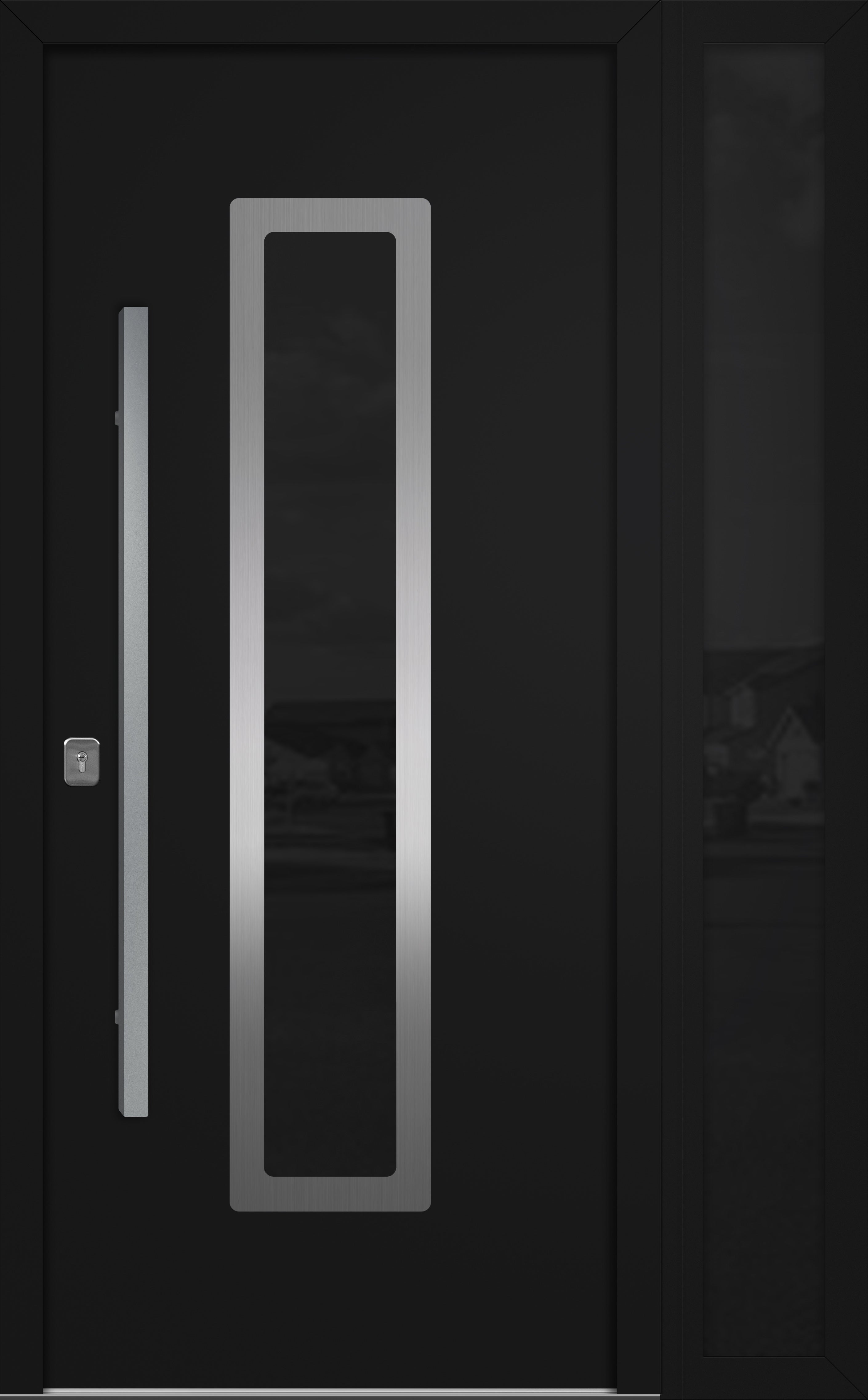 Nova Inox S1 Modern Exterior Single Door W/ (1) 12" Sidelight - Unit 50x81 3/8 - Black