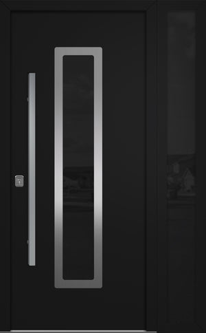 Nova Inox S1 Modern Exterior Single Door W/ (1) 12" Sidelight - Unit 50x81 3/8 - Black - Doors and Beyond