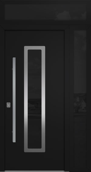 Nova Inox S1 Modern Exterior Single Door 36x80 with Sidelight and Transom - Unit 50x95 1/2 - Black - Doors and Beyond