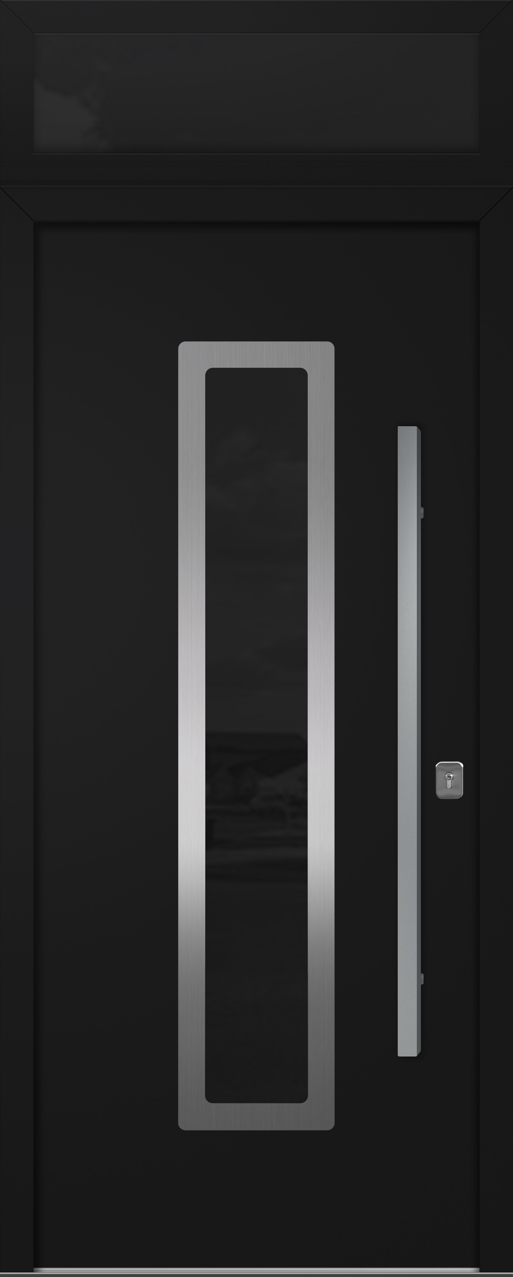 Nova Inox S1 Modern Exterior Single Door 36x80 with Transom - Unit Size 38 x 95 1/2”- Black