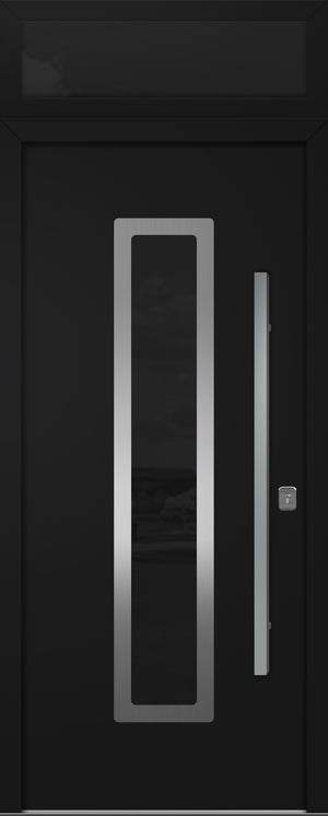 Nova Inox S1 Modern Exterior Single Door 36x80 with Transom - Unit Size 38 x 95 1/2”- Black - Doors and Beyond