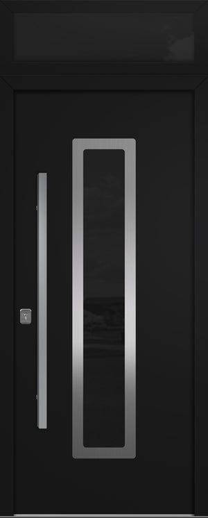 Nova Inox S1 Modern Exterior Single Door 36x80 with Transom - Unit Size 38 x 95 1/2”- Black - Doors and Beyond