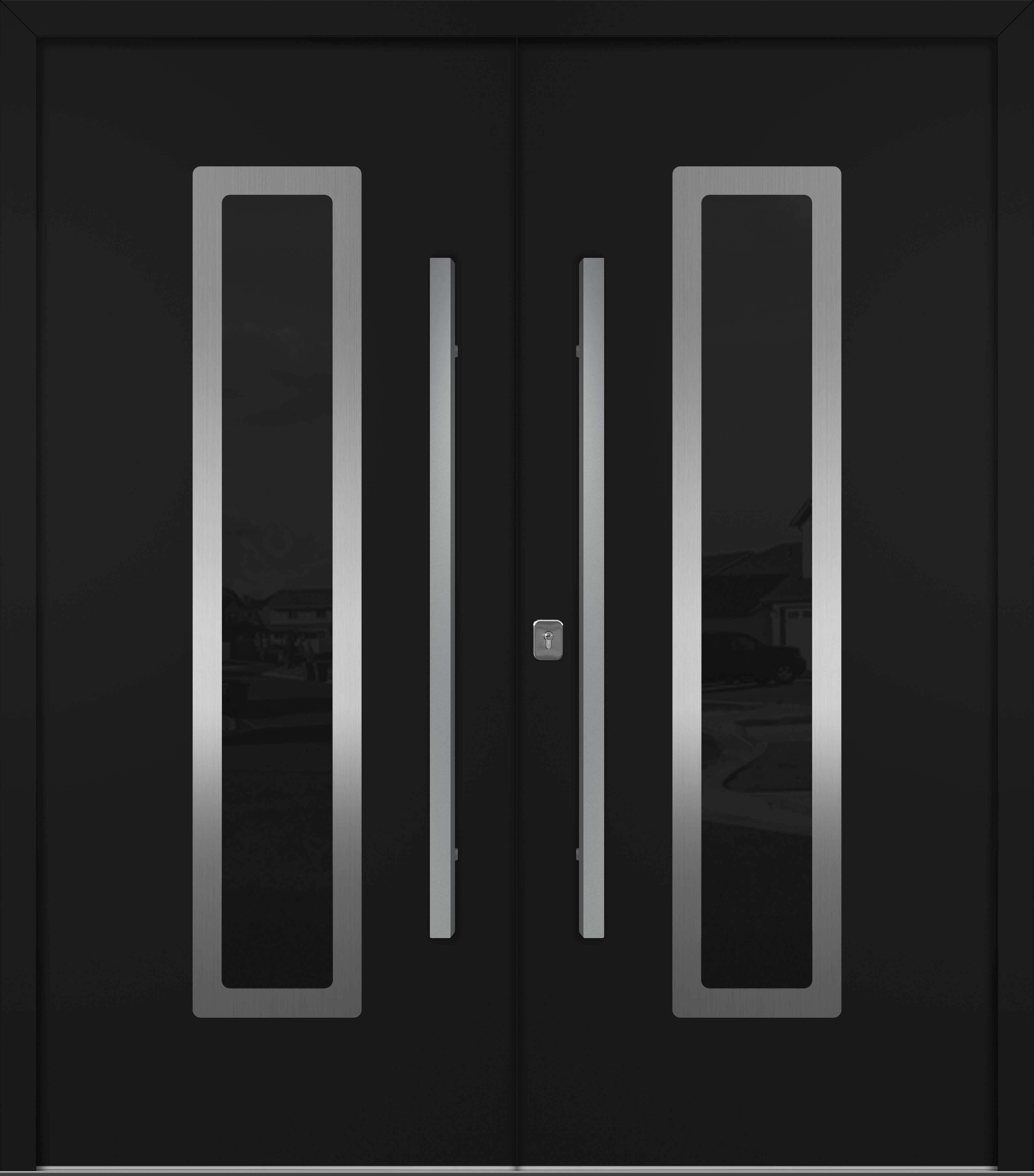 Nova Inox S1 Modern Exterior Double Door 72x80 - Unit 74x81 1/2 - Black