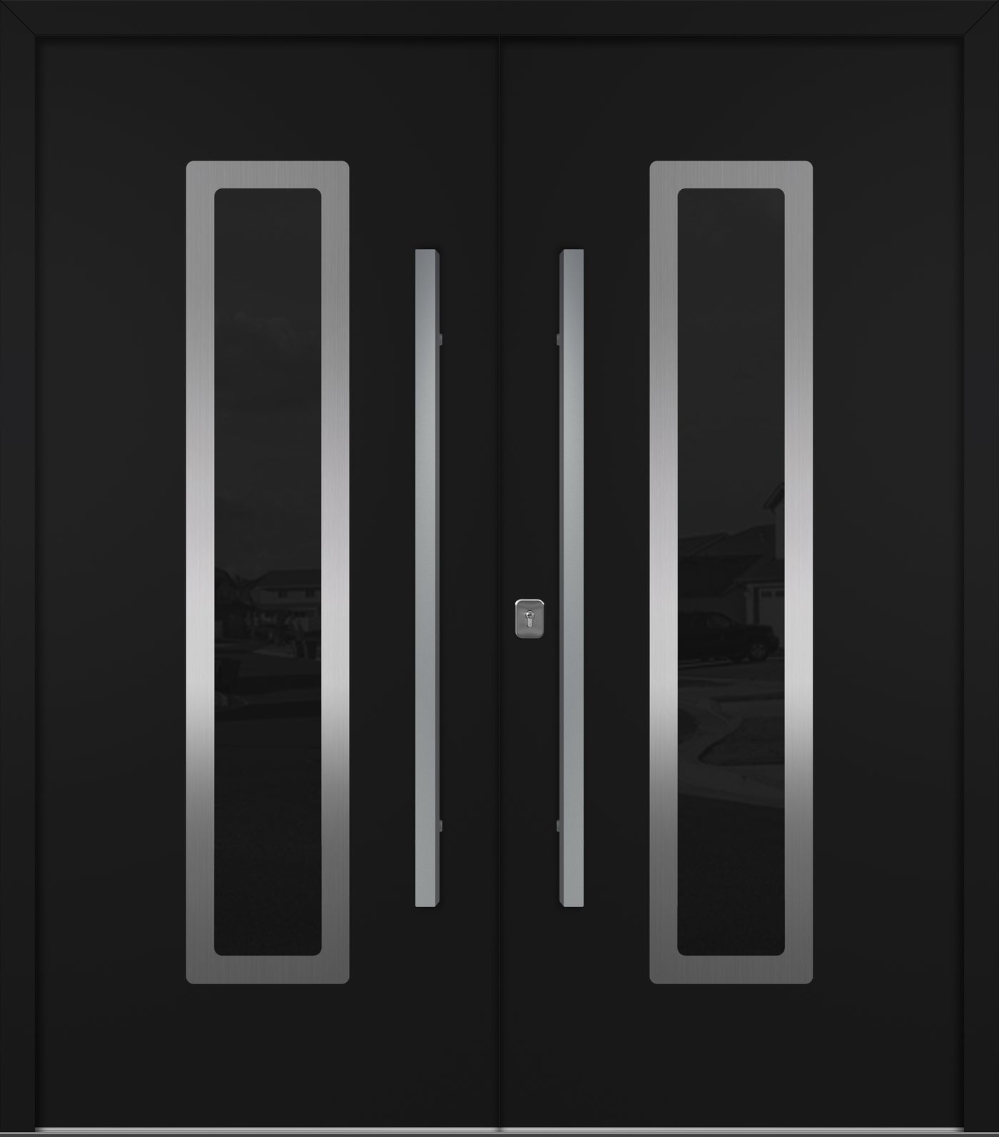 Nova Inox S1 Modern Exterior Double Door 72x80 - Unit 74x81 1/2 - Black - Doors and Beyond