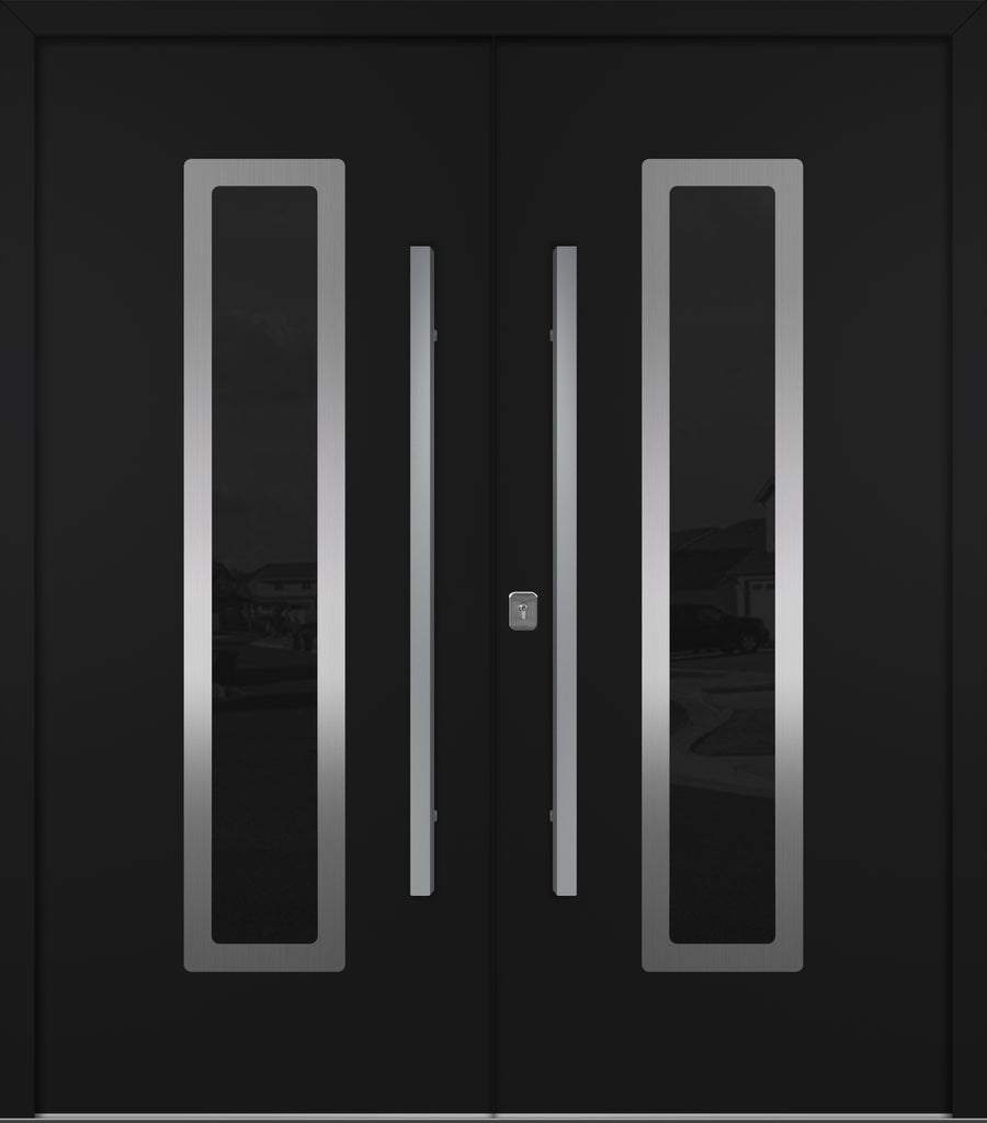 Nova Inox S1 Modern Exterior Double Door 72x80 - Unit 74x81 1/2 - Black - Doors and Beyond