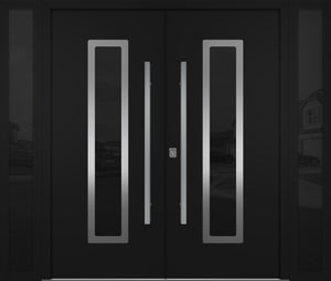 Nova Inox S1 Modern Exterior Double Door W/ (2) 12" Sidelight - Unit 98x81 3/8 - Black - Doors and Beyond