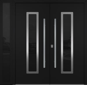 Nova Inox S1 Modern Exterior Double Door W/ (1) 12" Sidelight - Unit 86x81 3/8 - Black - Doors and Beyond