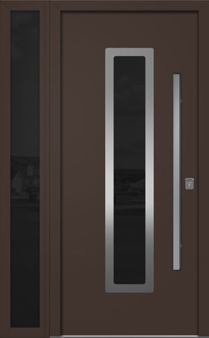 Nova Inox S1 Modern Exterior Single Door W/ (1) 12" Sidelight - Unit 50x81 3/8 - Brown - Doors and Beyond