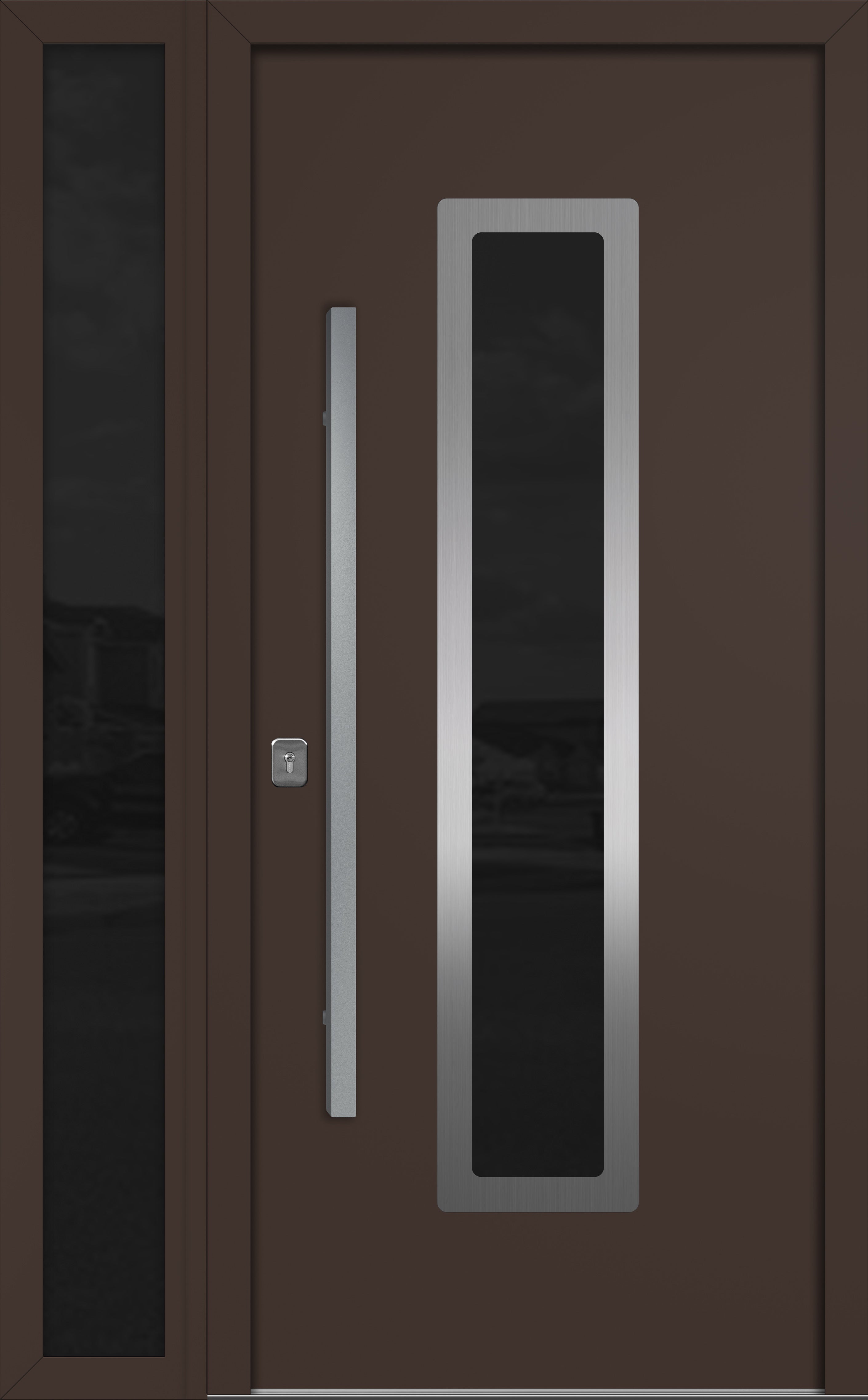 Nova Inox S1 Modern Exterior Single Door W/ (1) 12" Sidelight - Unit 50x81 3/8 - Brown