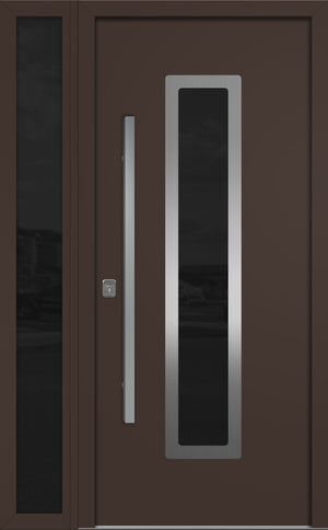 Nova Inox S1 Modern Exterior Single Door W/ (1) 12" Sidelight - Unit 50x81 3/8 - Brown - Doors and Beyond