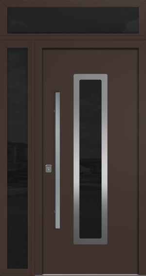 Nova Inox S1 Modern Exterior Single Door 36x80 with Sidelight and Transom - Unit 50x95 1/2 - Brown - Doors and Beyond