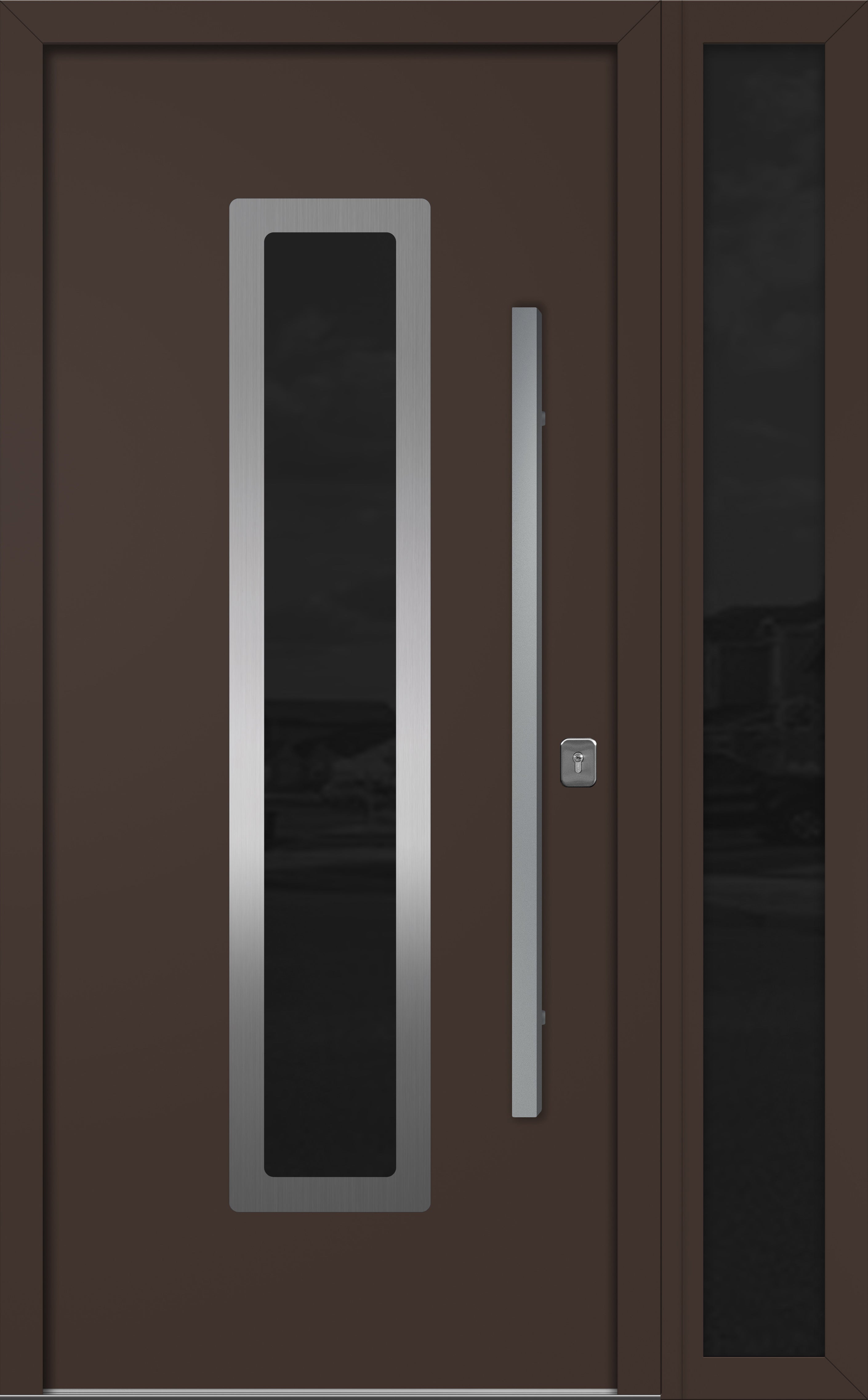 Nova Inox S1 Modern Exterior Single Door W/ (1) 12" Sidelight - Unit 50x81 3/8 - Brown