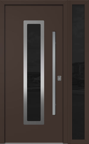 Nova Inox S1 Modern Exterior Single Door W/ (1) 12" Sidelight - Unit 50x81 3/8 - Brown - Doors and Beyond