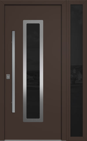 Nova Inox S1 Modern Exterior Single Door W/ (1) 12" Sidelight - Unit 50x81 3/8 - Brown - Doors and Beyond