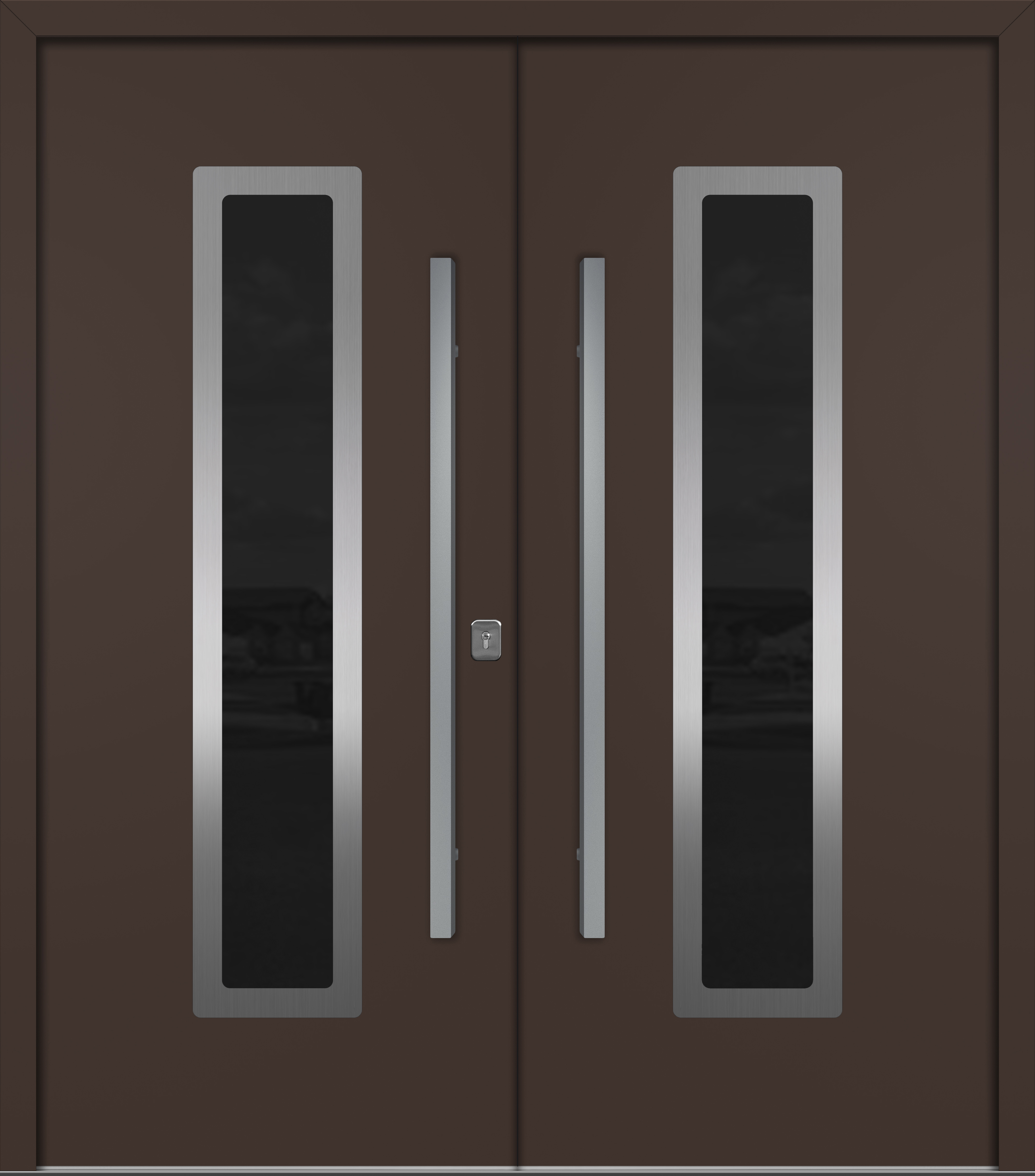 Nova Inox S1 Modern Exterior Double Door 72x80 - Unit 74x81 1/2 - Brown