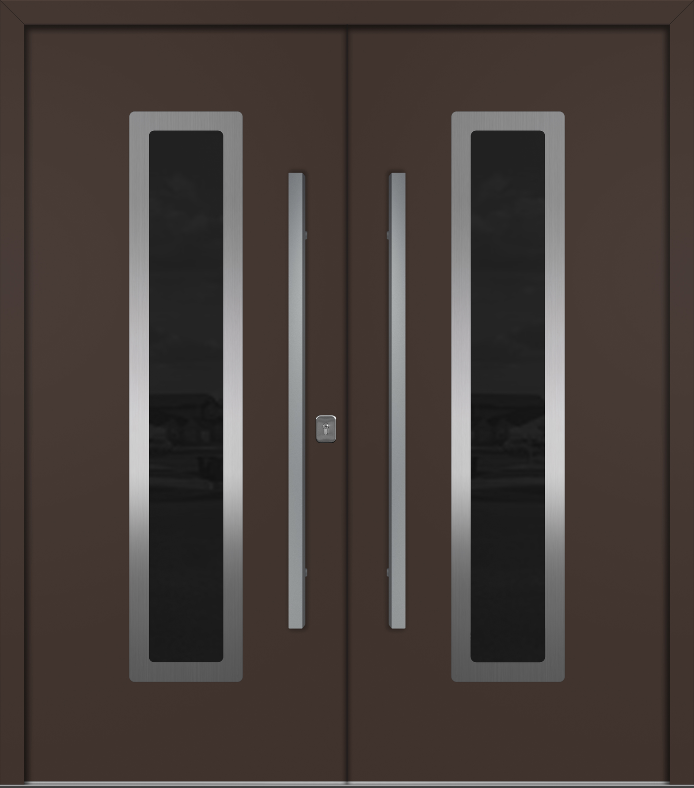 Nova Inox S1 Modern Exterior Double Door 72x80 - Unit 74x81 1/2 - Brown - Doors and Beyond