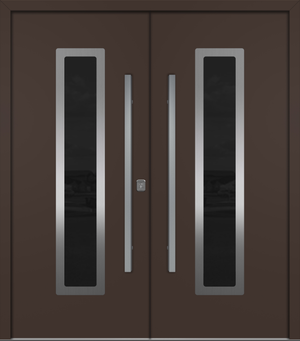 Nova Inox S1 Modern Exterior Double Door 72x80 - Unit 74x81 1/2 - Brown - Doors and Beyond